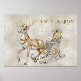 Reindeer Sleigh Helgdag Poster
