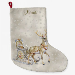 Reindeer Sleigh Helgdag Stocking Stor Julstrumpa