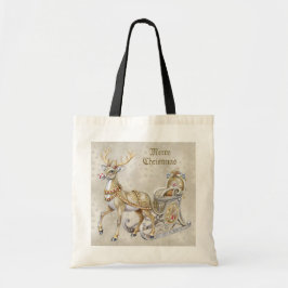 Reindeer Sleigh Helgdag Tote Bag Tygkasse