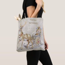 Reindeer Sleigh Helgdag Tote Bag Tygkasse