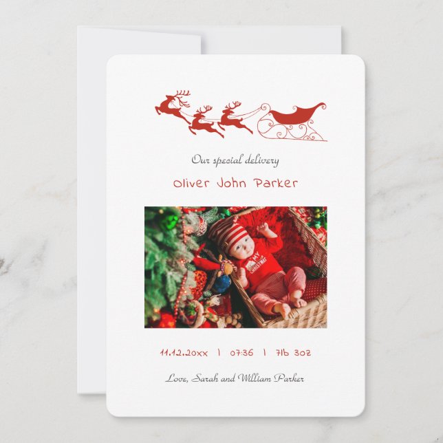 Reindeer & sleigh-julmeddelande meddelande (Framsida)