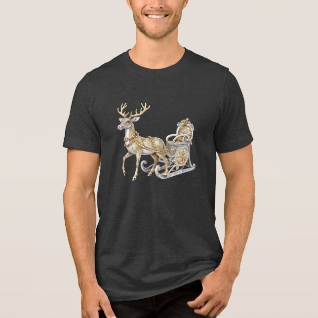 Reindeer Sleigh Manar-Shirt T Shirt (Framsida)