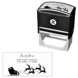 Reindeer Sleigh Returadress Self-Inking Frimärke Självfärgande Stämpel