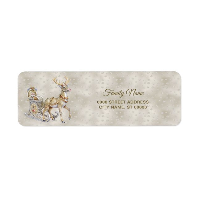 Reindeer Sleigh Return Address Label Returadress Etikett (Framsidan)