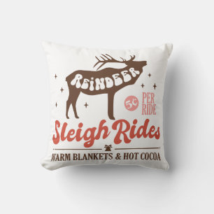Reindeer Sleigh Rides Vintage jul Kudde