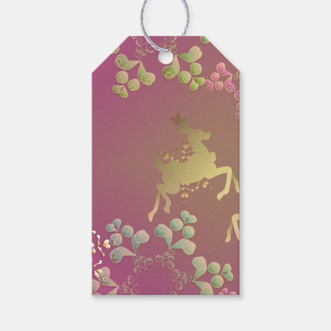 Reindeer & Snöflingor Gift Märkre Presentetikett (Framsidan)