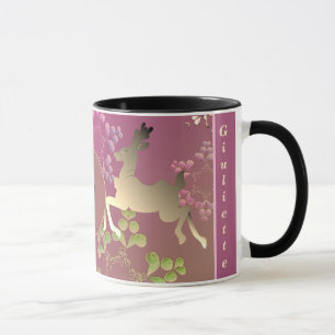 Reindeer Snöflingor Lila Gradient Mugg