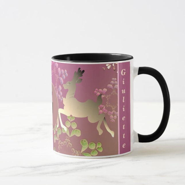 Reindeer Snöflingor Lila Gradient Mugg (Höger)