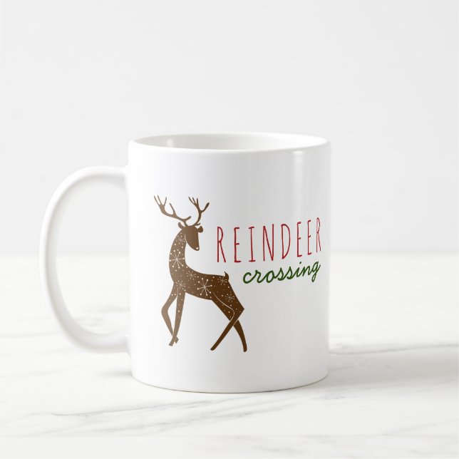 Reindeer & Snöflingor Reindeer Korsande jul Kaffemugg (Vänster)