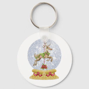 Reindeer snow globe nyckelring