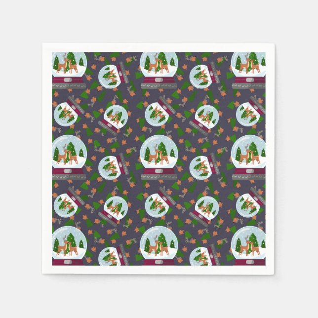 Reindeer Snow Globes Pappersservett (Framsidan)