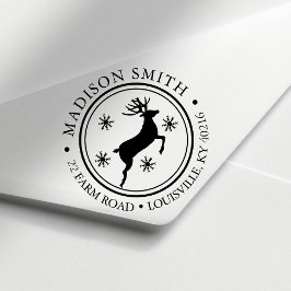 Reindeer Snowflake-Returadressen Julcirkel Självfärgande Stämpel