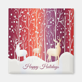 Reindeer Snowy Helgdag Magnet
