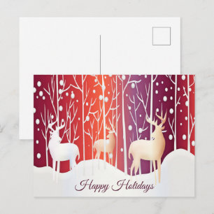 Reindeer Snowy Helgdag Postcard Vykort
