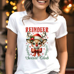 Reindeer Social Klubb Coquette jul T Shirt<br><div class="desc">Gå in i helgdag med den här vackra Klubben i Renar Social t-shirt! Med en söt, vintage-inspirerad renare som är försedd med en festlig julhatt och en röd fluga, är den här utformningen perfekt för alla som kärlek charmerande och lekande julmotiv. Den mjuka gröna och känsliga helgdag accentuerar ge som...</div>