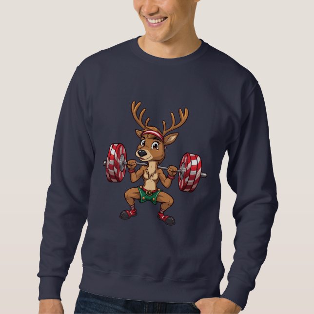Reindeer Squats – Christmas Gym Pun Tee Lång Ärmad Tröja (Framsida)