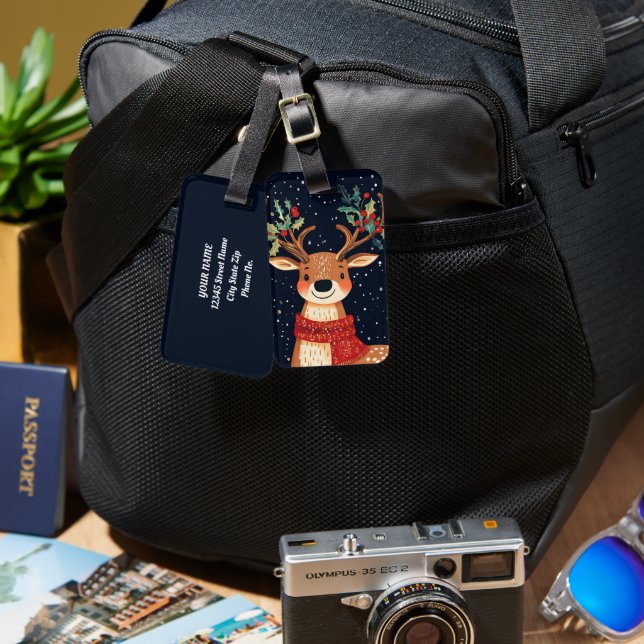 Reindeer Starry jul Twinkle Natt Bagagebricka (Fram & Baksida)
