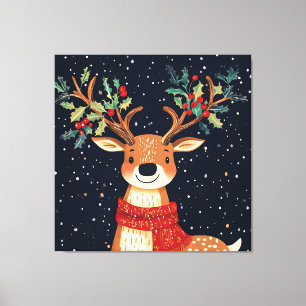 Reindeer Starry jul Twinkle Natt Canvastryck