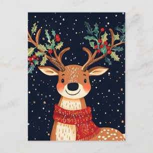 Reindeer Starry jul Twinkle Natt Helg Vykort