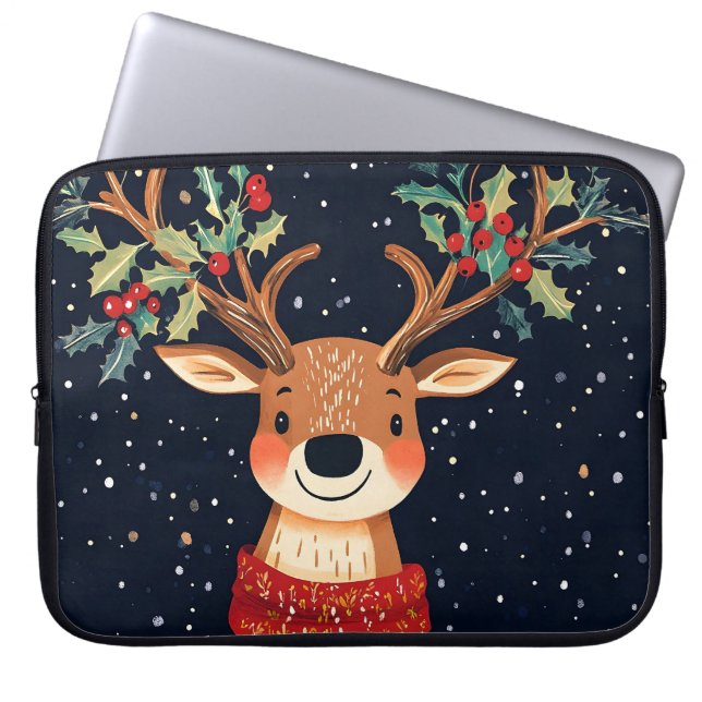 Reindeer Starry jul Twinkle Natt Laptop Fodral (Framsidan)