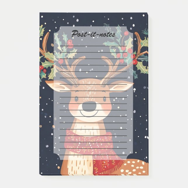 Reindeer Starry jul Twinkle Natt Post-it Block (Framsida)
