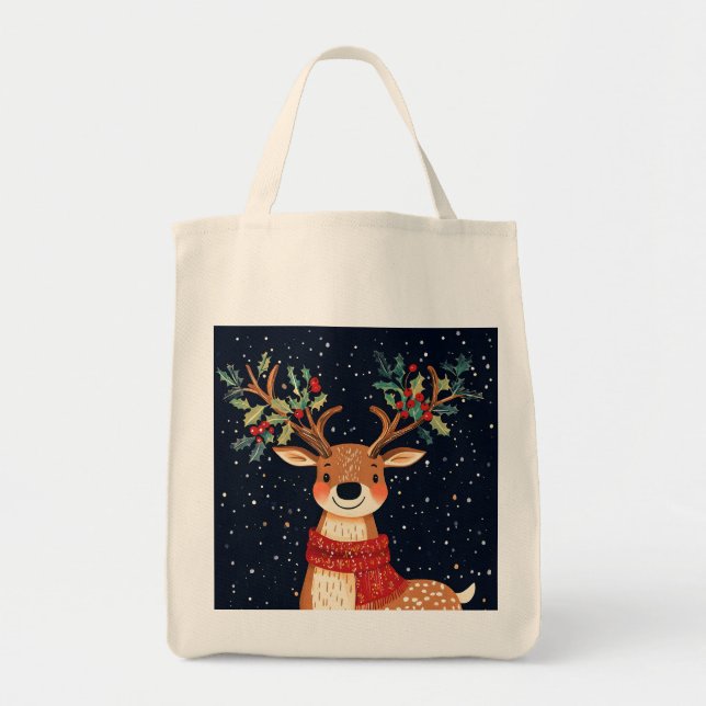 Reindeer Starry jul Twinkle Natt Tygkasse (Framsidan)