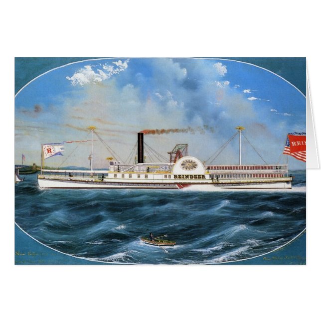 Reindeer Steamboat 1850 Hälsningskort (Framsidan Horizontal)