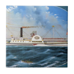 Reindeer Steamboat 1850 Kakelplatta