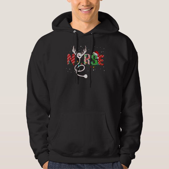 Reindeer Stethoscope Nurse jul Funny Nurse X Hoodie (Framsida)