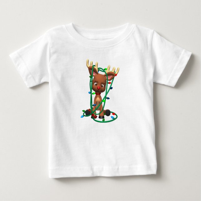 Reindeer Tangled i Ljus under julen T-shirt (Framsida)