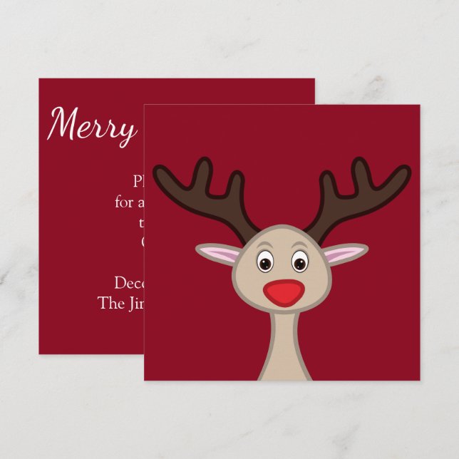 Reindeer tecknade figurer inbjudningar (Fram/baksida)