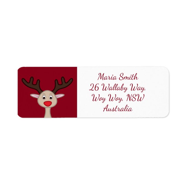 Reindeer tecknade figurer returadress etikett (Framsidan)