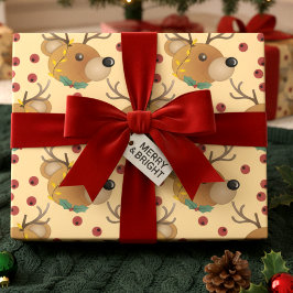 Reindeer Teddy Bear With Lights Beige Christmas Presentpapper