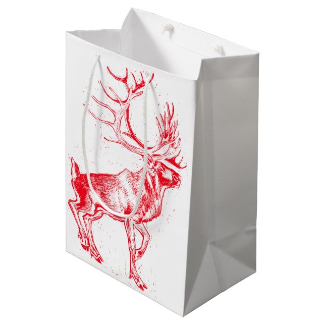 Reindeer Toile de Jouy Gift Bag (Framsidan Vinklad)