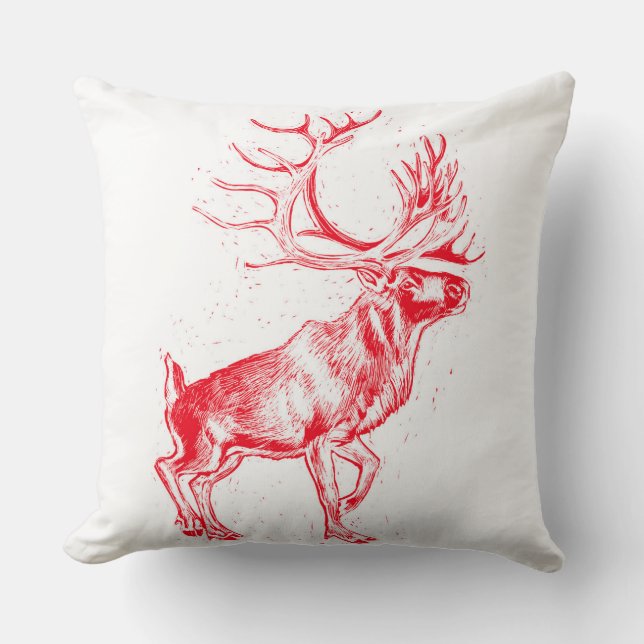 Reindeer Toile de Jouy Pillow Kudde (Framsida)