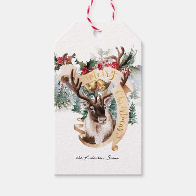Reindeer & Träd Farm | GOD JUL Presentetikett (Framsidan)