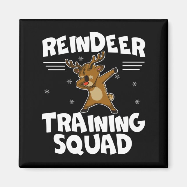 Reindeer Training Squad Deer Team Xmas Running New Magnet (Framsidan)
