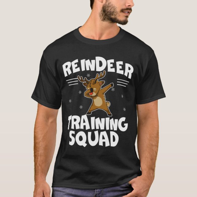 Reindeer Training Squad Deer Team Xmas Running New T Shirt (Framsida)