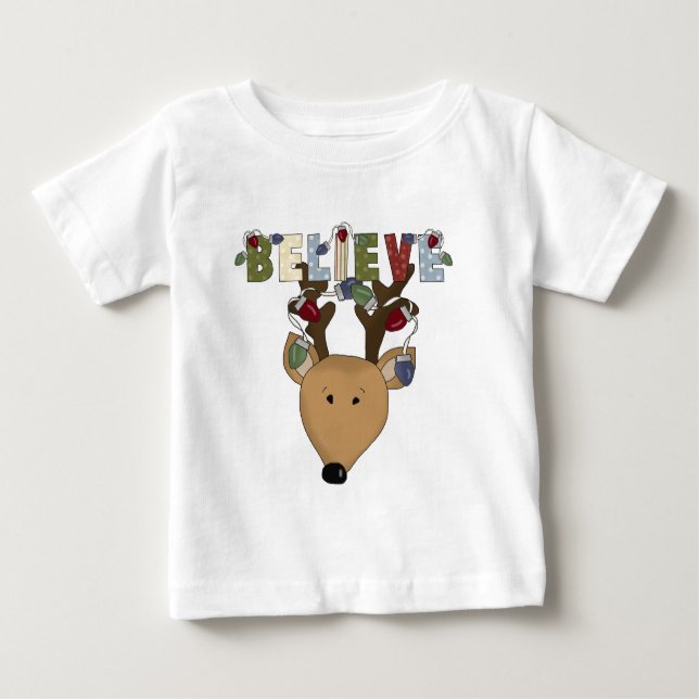Reindeer tror på Helgdag juldjur T-shirt (Framsida)