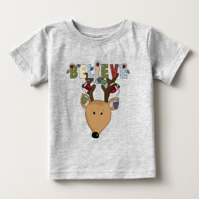 Reindeer tror på Helgdag julklapp T-shirt (Framsida)