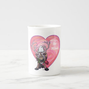 Reindeer Valentindagen Benporslin Mugg