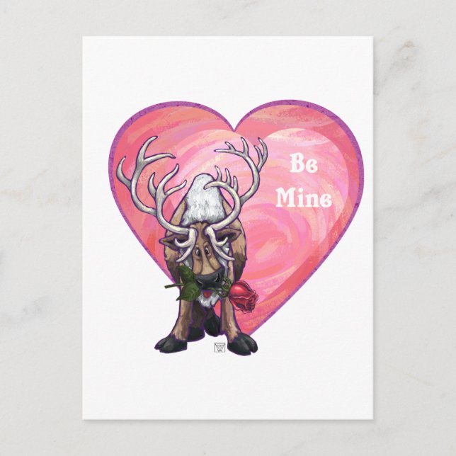 Reindeer Valentindagen Helg Vykort (Framsida)