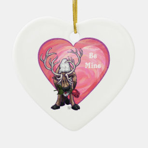 Reindeer Valentindagen Julgransprydnad Keramik
