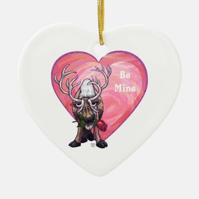 Reindeer Valentindagen Julgransprydnad Keramik (Framsidan)