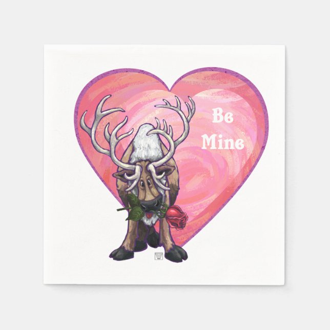 Reindeer Valentindagen Pappersservett (Framsidan)