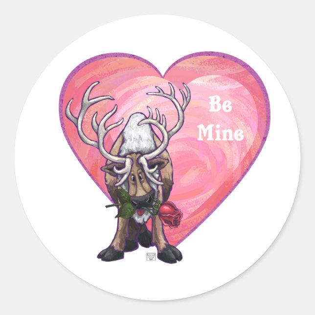 Reindeer Valentindagen Runt Klistermärke (Framsida)