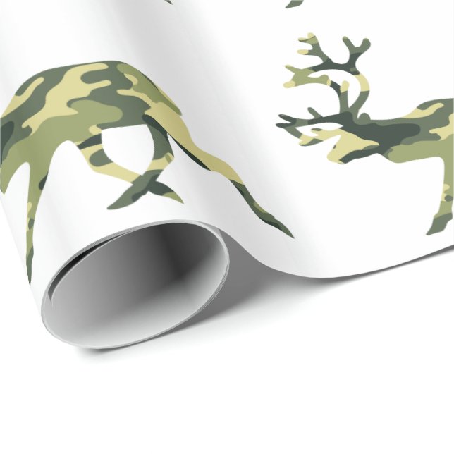 Reindeer/Västindiou Woodland Camouflage/Camo Presentpapper (Rullad Hörn)