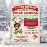 Reindeer Vintage Retro-julfest - inbjudan<br><div class="desc">Reindeer-julpars inbjudan till Julfesten Toppen roligt i Vintage affisch Julfest med en toppen söt renare som alla är klädda för helgdagarna och en vintage tomten hälsar er välkommen till Julfesten, mot en antik bakgrund. Har en ful svettare tävling och roligt typografi. Om du vill göra fler ändringar går du till...</div>