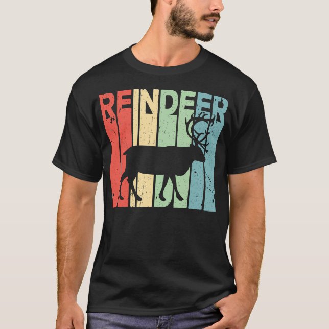 Reindeer Vintage Retro T Shirt (Framsida)