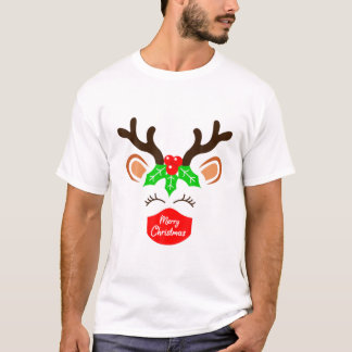 Reindeer Wearing Mask jul 2021 Matching Fami T Shirt